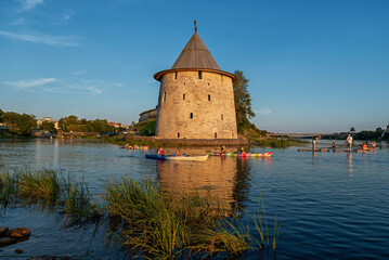 Pskov Krom (Pskov Kremlin) on a summer evening