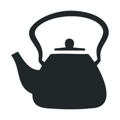 Obraz premium Minimalistic black teapot silhouette on white background