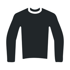 Minimalist black long-sleeve pullover sweater icon on white background