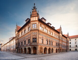 Naklejka premium historic building in old city a blend of medieval and renaissance architecture