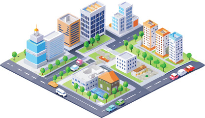 isometric view of the city business design town road © Rizky