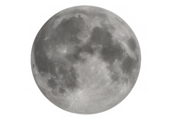 Photorealistic 3d rendering of the full moon isolated on transparent background, perfect for space and astronomy projects