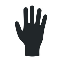 Obraz premium Black silhouette of human hand with five fingers extended upward