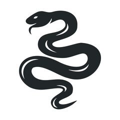 Obraz premium Black snake silhouette: curved serpent design on white background