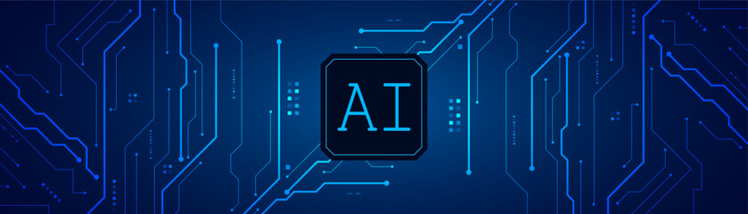 Artificial Intelligence ,AI chipset on circuit board, futuristic Technology Concept	
