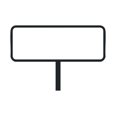 Blank road sign with rectangular frame and vertical post