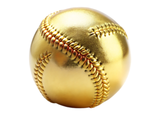  a luxurious and shimmering gold baseball its poli  isolated  on white background PNG, AI GENERATED