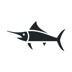 Obraz premium Black and white swordfish icon with minimalist design