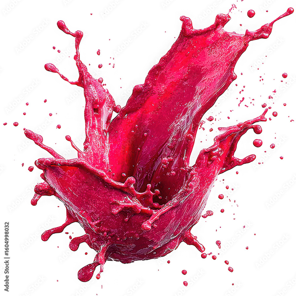 Poster vibrant red liquid splash captured in dynamic motion against transparent background