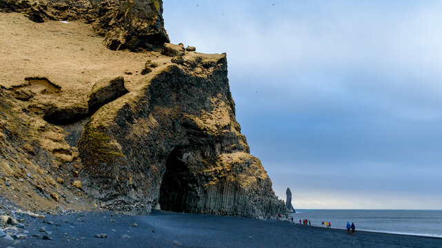 Rugged Icelandic Cliff Face with Layered Rock Strata