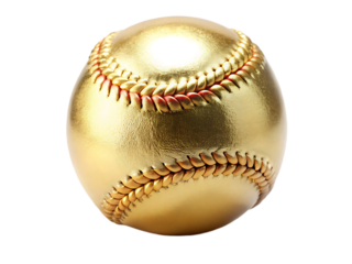  a luxurious and shimmering gold baseball its poli  isolated  on white background PNG, AI GENERATED