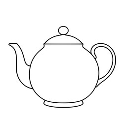 Obraz premium Teapot Illustration: A simple line art drawing depicting a classic teapot with a rounded body, curved spout, and a single handle.