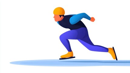Obraz premium Dynamic Speed Skater on One Leg in Mid-Stride Illustration