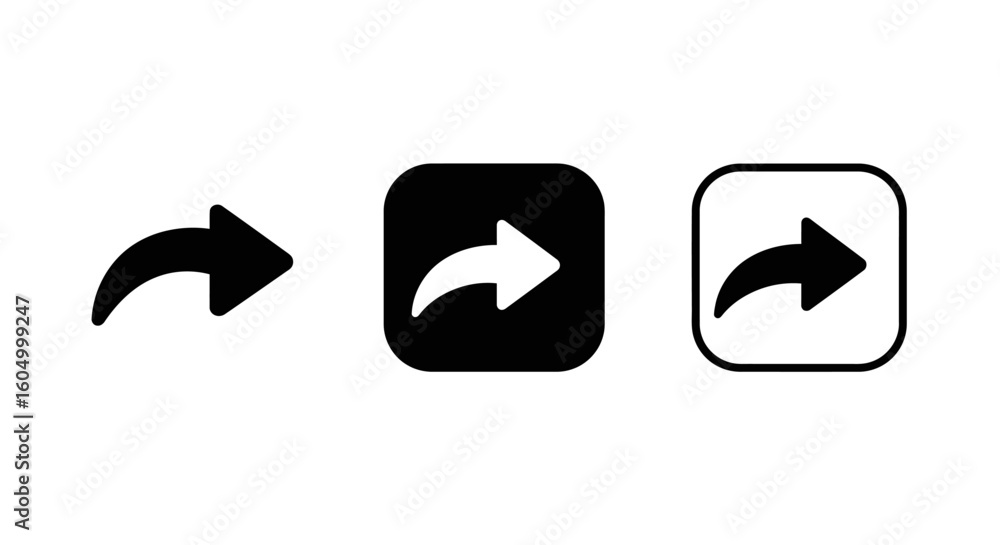 Poster forward share and reply icons in black and white vector format