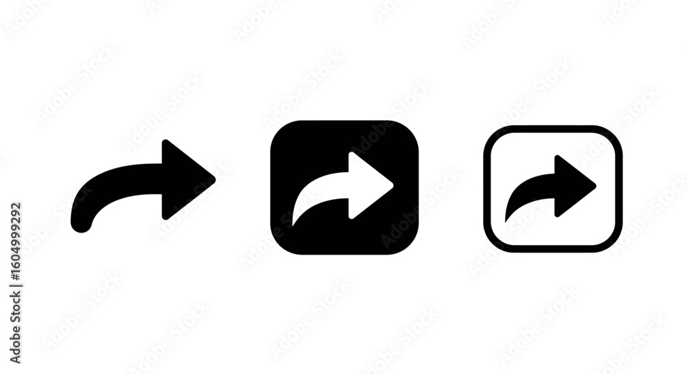 Poster share forward arrow icon set for social media and user interface