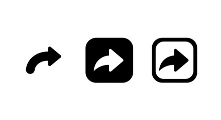 Share Icon Set Arrow Rounded Square and Outline on White Background