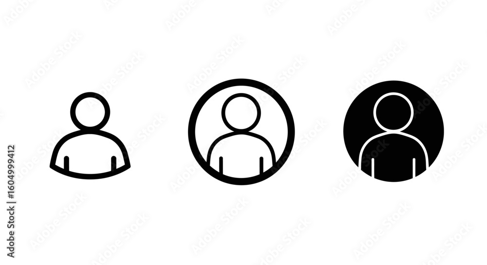 Poster user profile icon set in black and white for web and apps