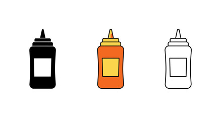 Ketchup bottle icons in different styles isolated vector illustration on white