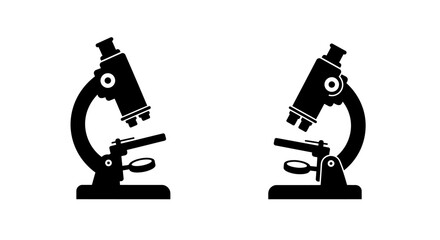 Two Microscopes Facing Each Other in a Black and White Illustration