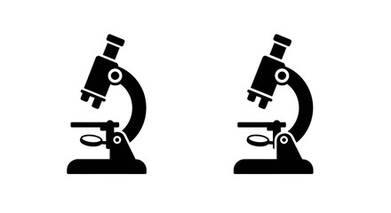Two black microscope icons isolated on a white background for science