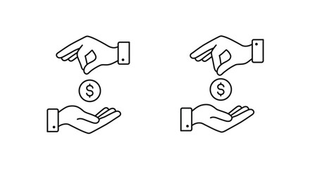 Hand Giving and Receiving Money Line Icon Vector Illustration Design
