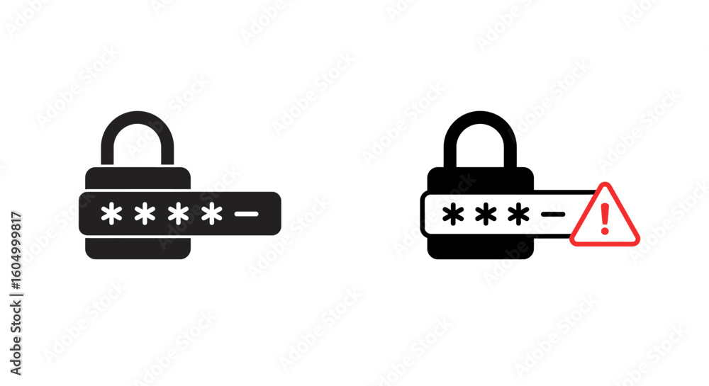 Poster password protection icon with asterisks and padlock for security concepts