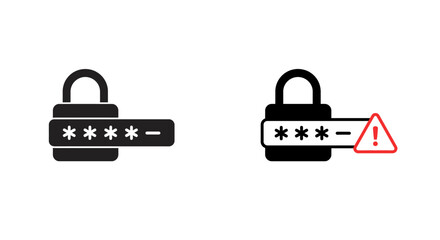 Password protection icon with asterisks and padlock for security concepts