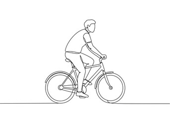 Obraz premium Minimalist Line Drawing of a Person Riding a Bicycle – Symbol of Motion, Simplicity, and Eco-Friendly Travel