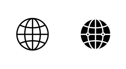 Global Network Icons Outline and Filled Style