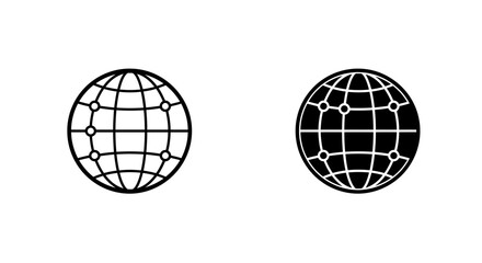 Global Network Connection Icons Line and Filled
