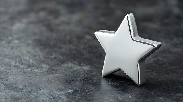 3D silver star on dark stone