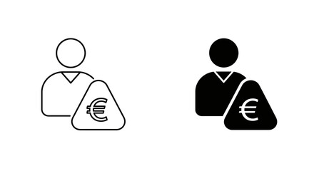 Person with Euro Money Bag Icon Line and Solid Style