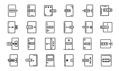 Bundle Login Door Icon Flat Vector 