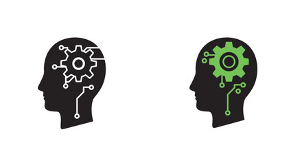 Artificial Intelligence Minds with Gears and Circuitry Representing Technology and Innovation