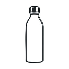 Black and white illustration of a simple water bottle