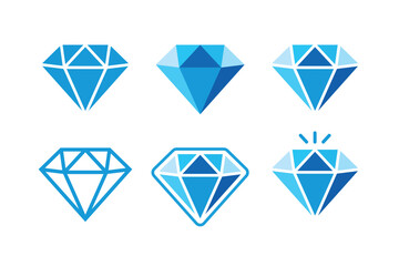 Blue Diamond Icons Set