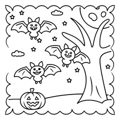 Spooky Pals – Cute and Easy Halloween Coloring Pages for Kids and Adults | Fun Bold Line Halloween Clipart | Ghost, Pumpkin, Witch, Bat Illustrations in Vector and Printable Format