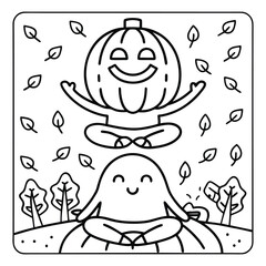 Spooky Pals – Cute and Easy Halloween Coloring Pages for Kids and Adults | Fun Bold Line Halloween Clipart | Ghost, Pumpkin, Witch, Bat Illustrations in Vector and Printable Format