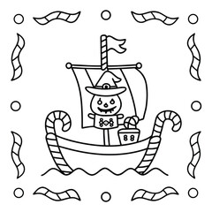 Spooky Pals – Cute and Easy Halloween Coloring Pages for Kids and Adults | Fun Bold Line Halloween Clipart | Ghost, Pumpkin, Witch, Bat Illustrations in Vector and Printable Format