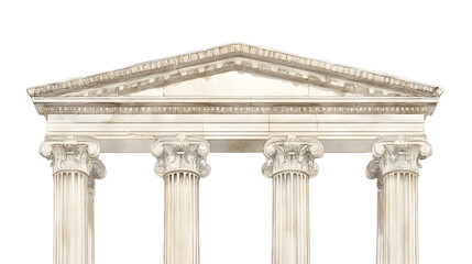 Obraz premium Classical greek temple facade with ionic columns and pediment