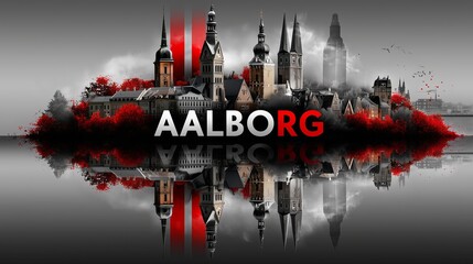 Aalborg City Abstract Skyline Silhouette