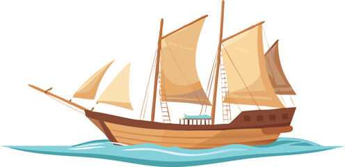 sailing ship isolated on white model