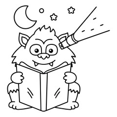 Spooky Pals – Cute and Easy Halloween Coloring Pages for Kids and Adults | Fun Bold Line Halloween Clipart | Ghost, Pumpkin, Witch, Bat Illustrations in Vector and Printable Format