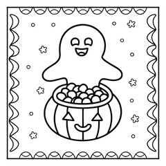Spooky Pals – Cute and Easy Halloween Coloring Pages for Kids and Adults | Fun Bold Line Halloween Clipart | Ghost, Pumpkin, Witch, Bat Illustrations in Vector and Printable Format