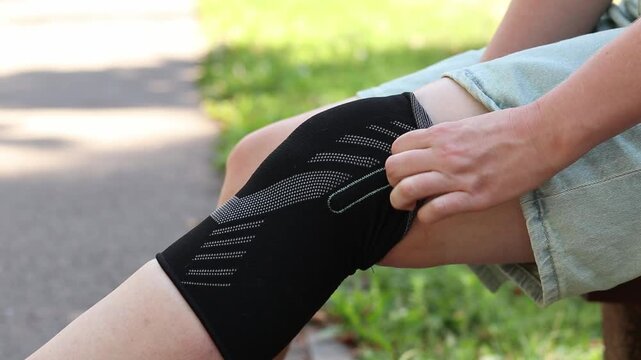 Elastic knee brace is necessary after an injury. Preventive knee brace. Knee brace to provide compression to support the joint. Sports accessory. Joint support during sports or long walks. Bandage