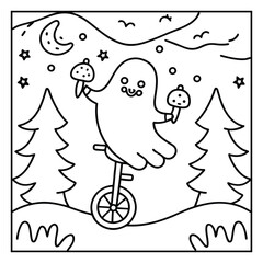 Spooky Pals – Cute and Easy Halloween Coloring Pages for Kids and Adults | Fun Bold Line Halloween Clipart | Ghost, Pumpkin, Witch, Bat Illustrations in Vector and Printable Format