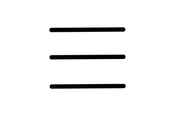The image shows a black "hamburger menu" icon composed of three horizontal lines stacked vertically with equal spacing. Each line has rounded edges and is filled with solid black color