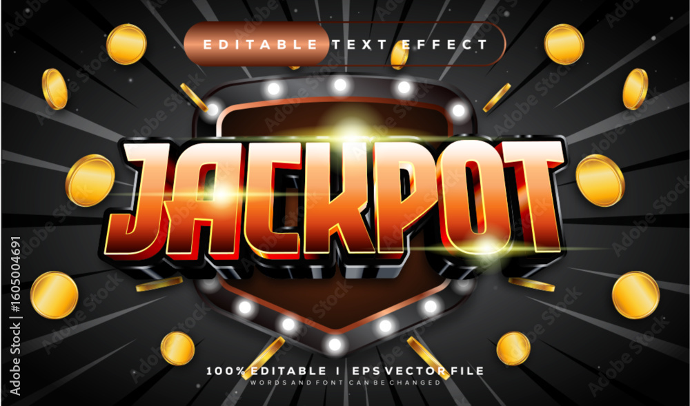 Aufkleber ackpot black and broze color 3d vector text effect with modern style design