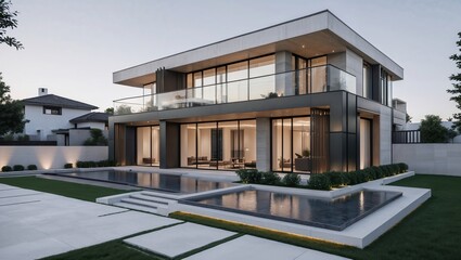 modern house with pool