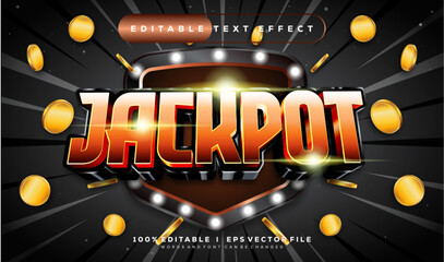 ackpot black and broze color  3d vector text effect with modern style design
